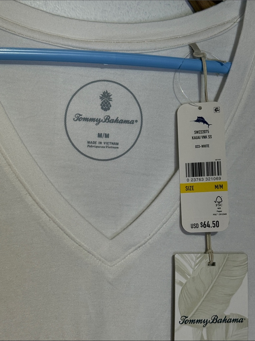 Tommy Bahama White V-Neck Short Sleeve Tee - Picture 2 of 5